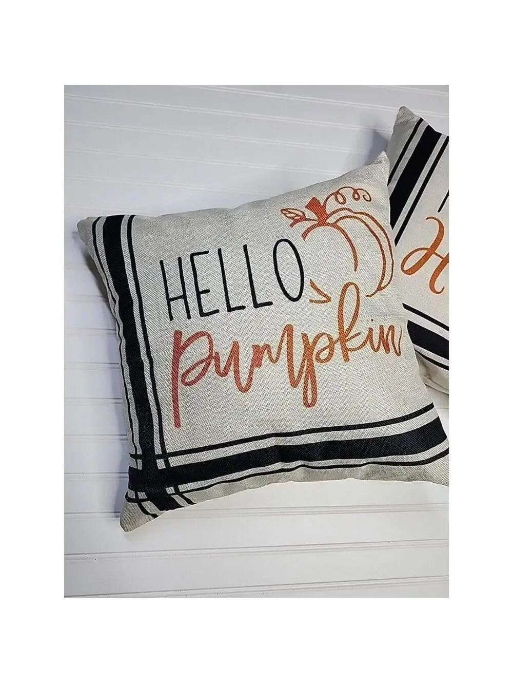 Set of 2 Fall Throw Pillows Happy Harvest Hello Pumpkin 15
